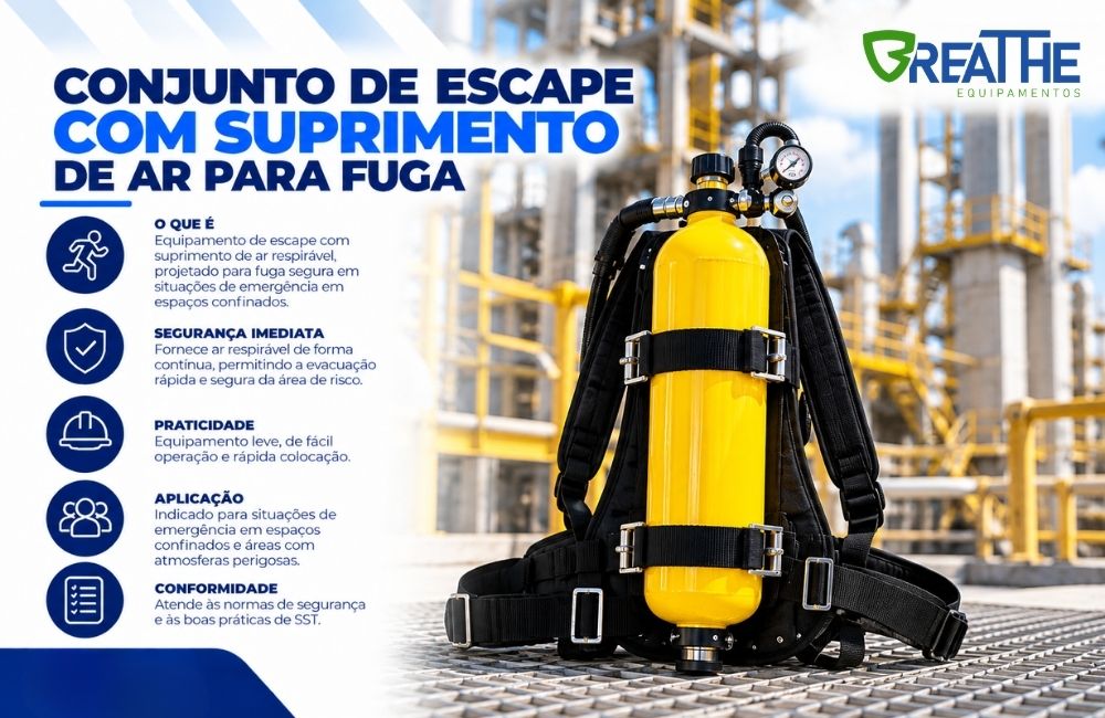132 conjunto de escape com suprimento de ar para fuga